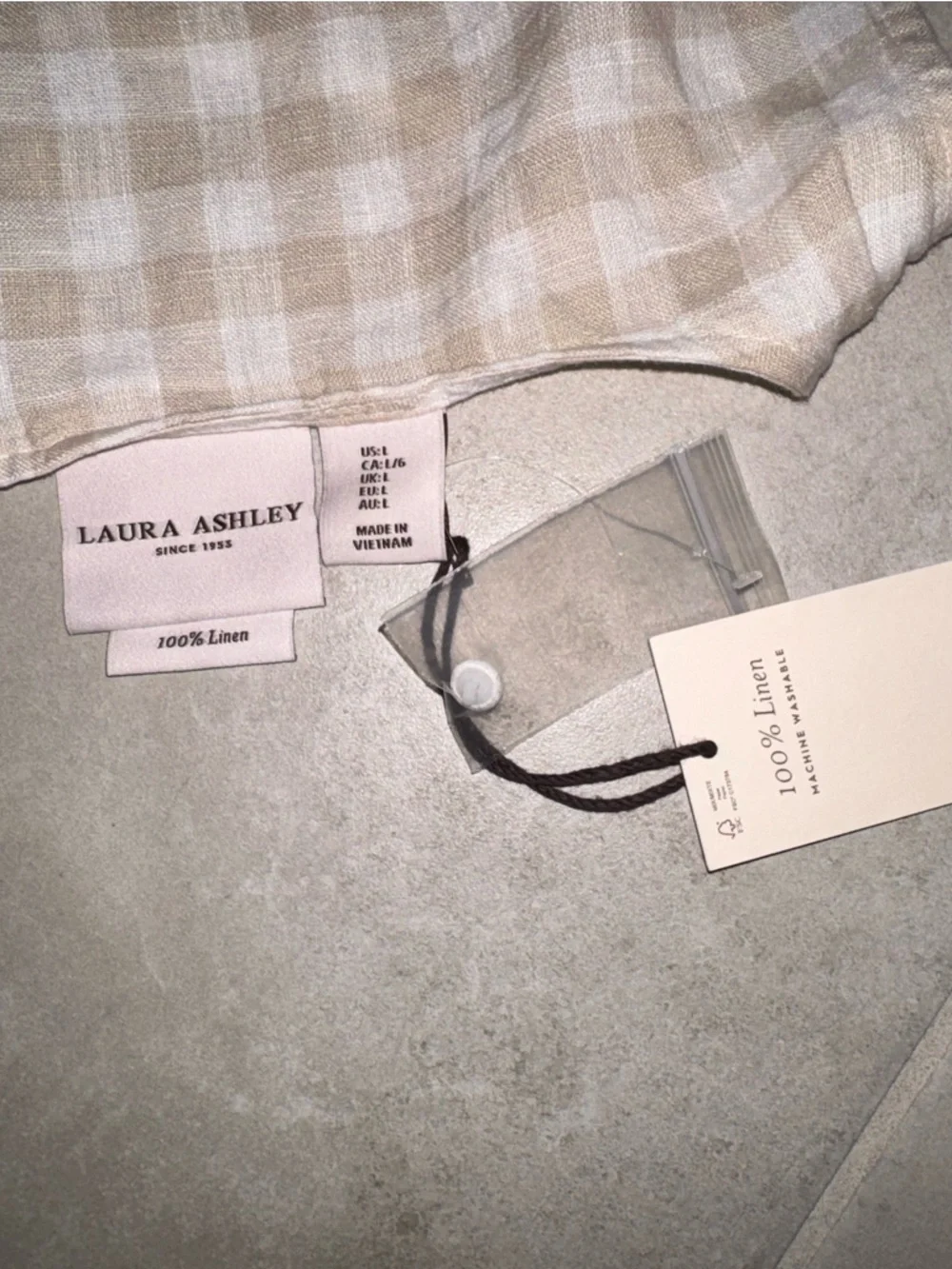 Laura Ashley Beige and White Gingham Tank Top and Shorts Set - Picture 7 of 7